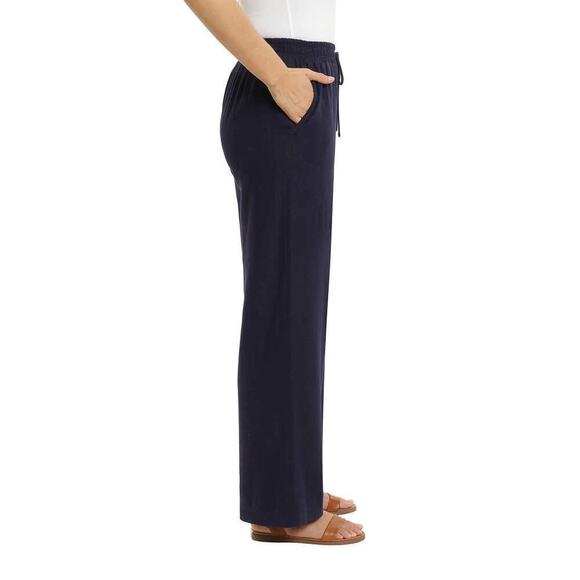 New! Briggs Women's Wide Leg Lightweight Linen Blend 2 Pockets Stripe Pants - Picture 3 of 8